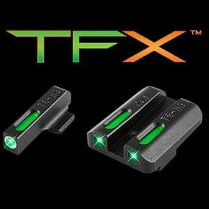 Truglo TFX Tritium/Fiber-Optic Day/Night Sights Fits KAHR Arms K MK P PM T Models with New Dovetail (Post 2004) White Outline Front/Rear Green