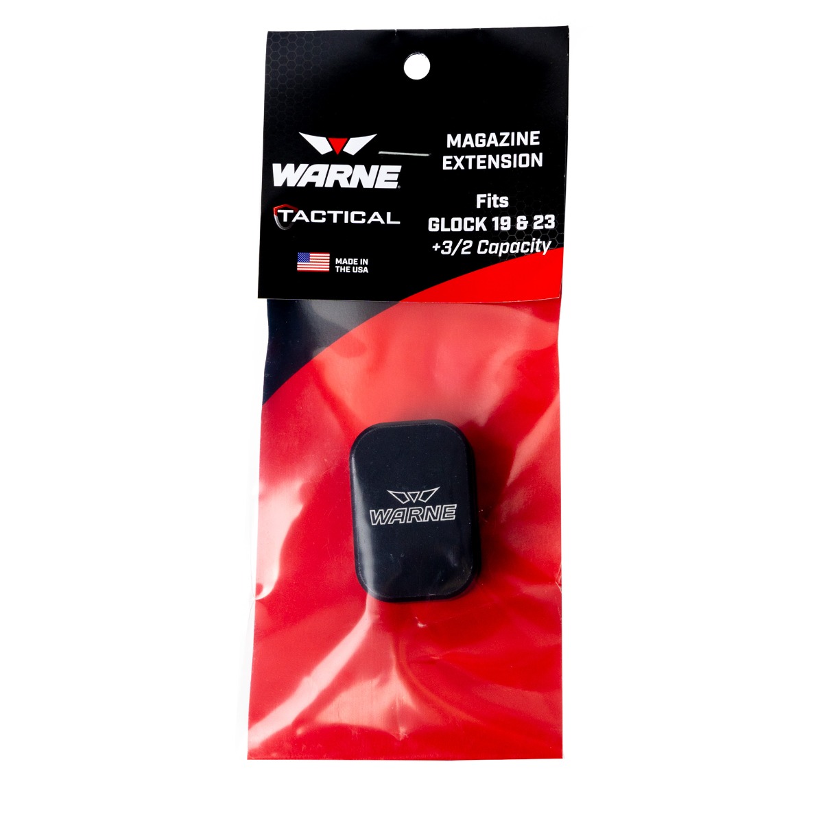 Warne Glock 9/40 +3/2 Magazine Extension, Black - MEG19-3/2BLK