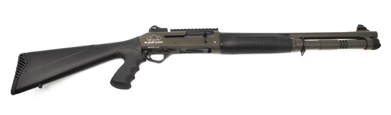 Black Aces Tactical S4 18.5" 12GA Semi-Auto Shotgun, ODG - BATS4PGODG