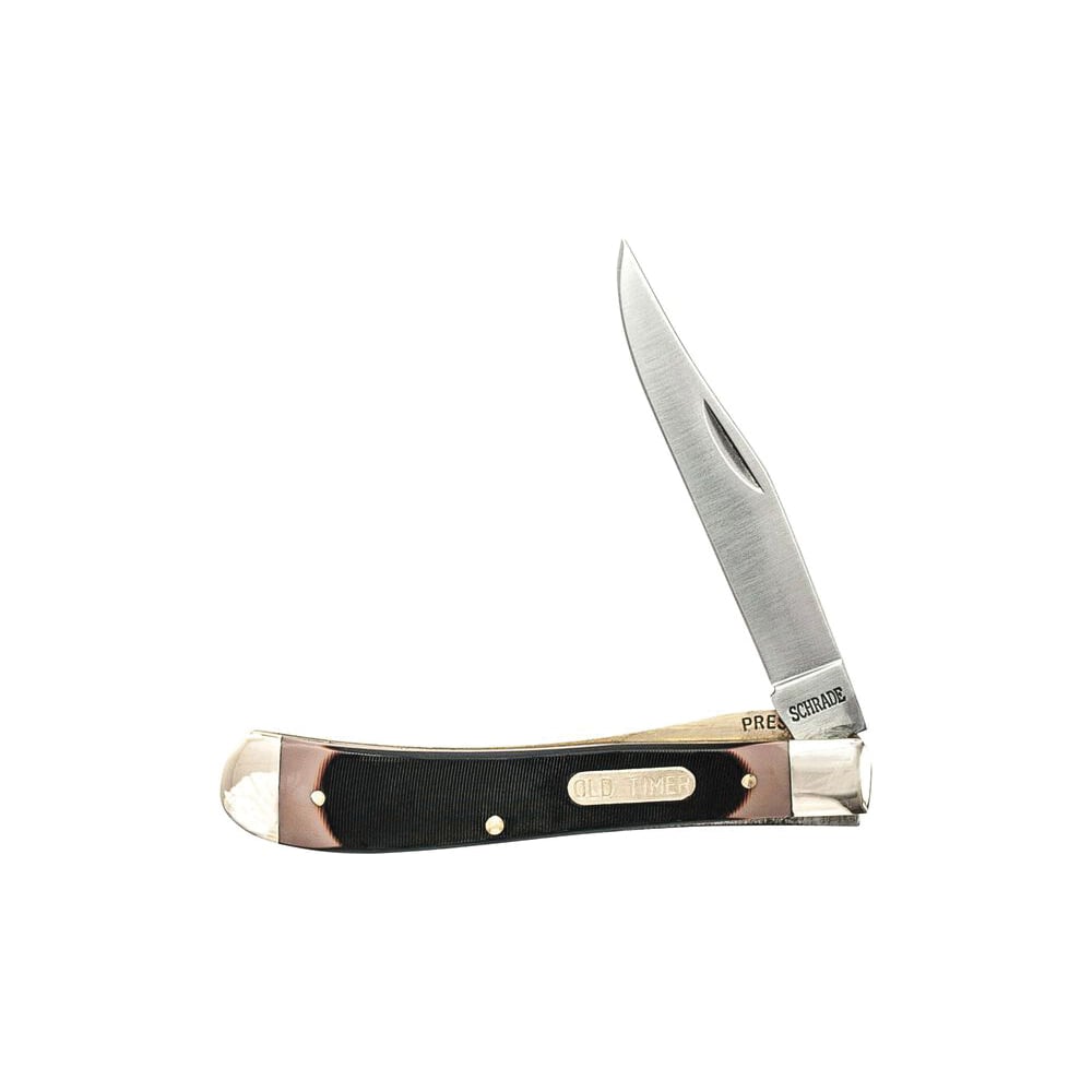Old Timer Gunstock Trapper Folding Knife Clip Point, Black