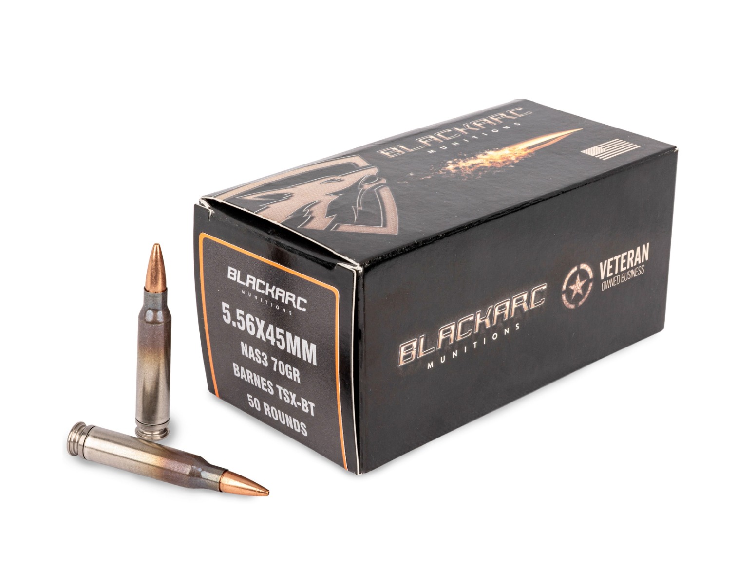 Blackarc Munitions NAS3 556 70Gr Barnes TSX Ammo, 50Rds