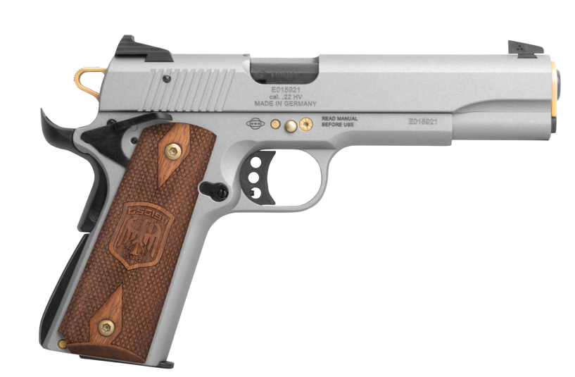 ATI GSG M1911 Limited Anniversary Edition 5" .22lr 10rd Pistol, Gray/Wood - GERG2210M1911AN15