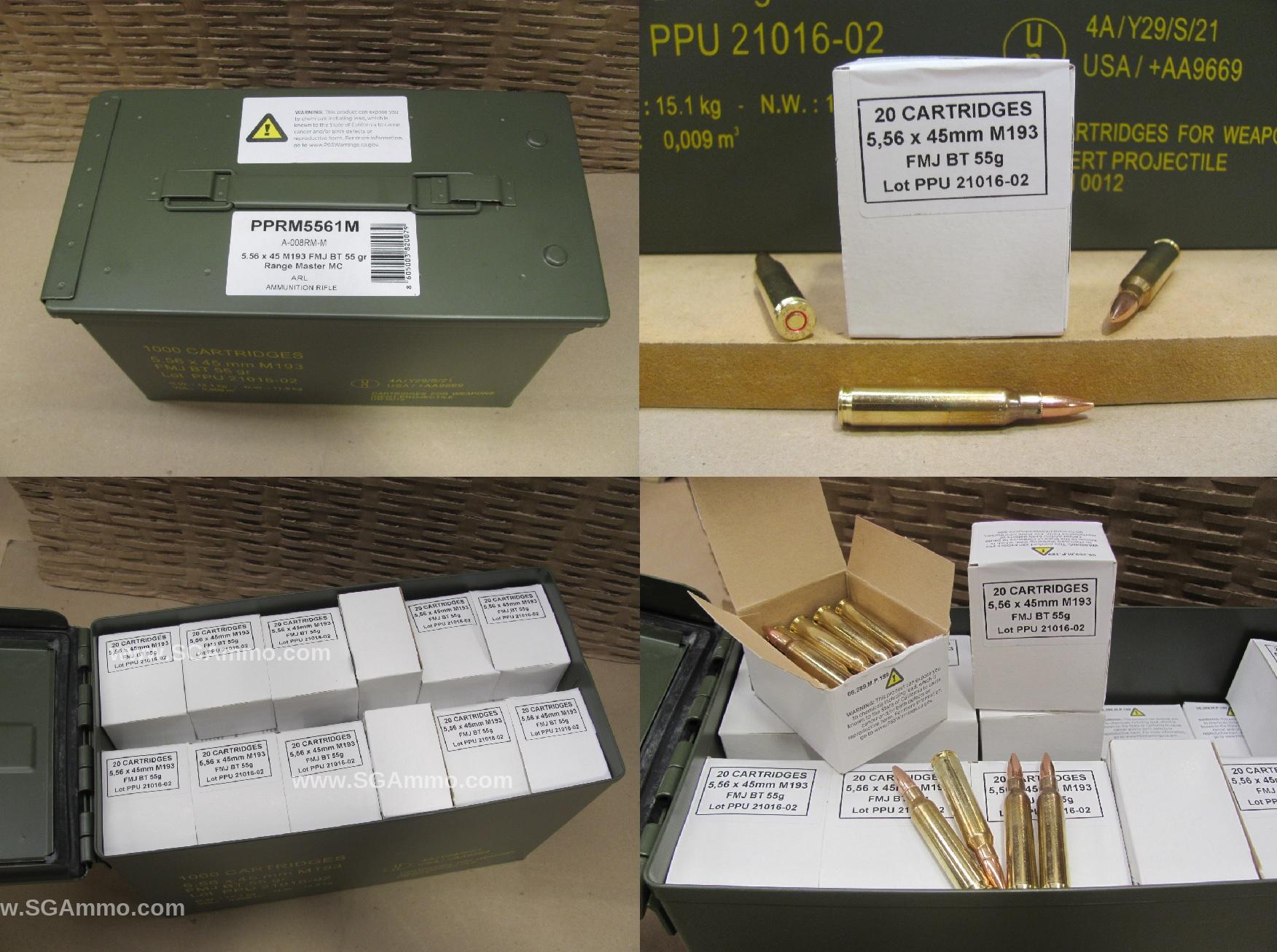 1000 Round Canister – 5.56 mm M193 55 Grain FMJ Prvi Partizan Ammunition – PPRM5561M
