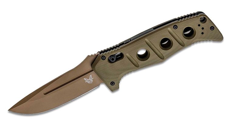 Benchmade Auto Adamas Folding Drop Point Knife, OD Green - 2750FE-2