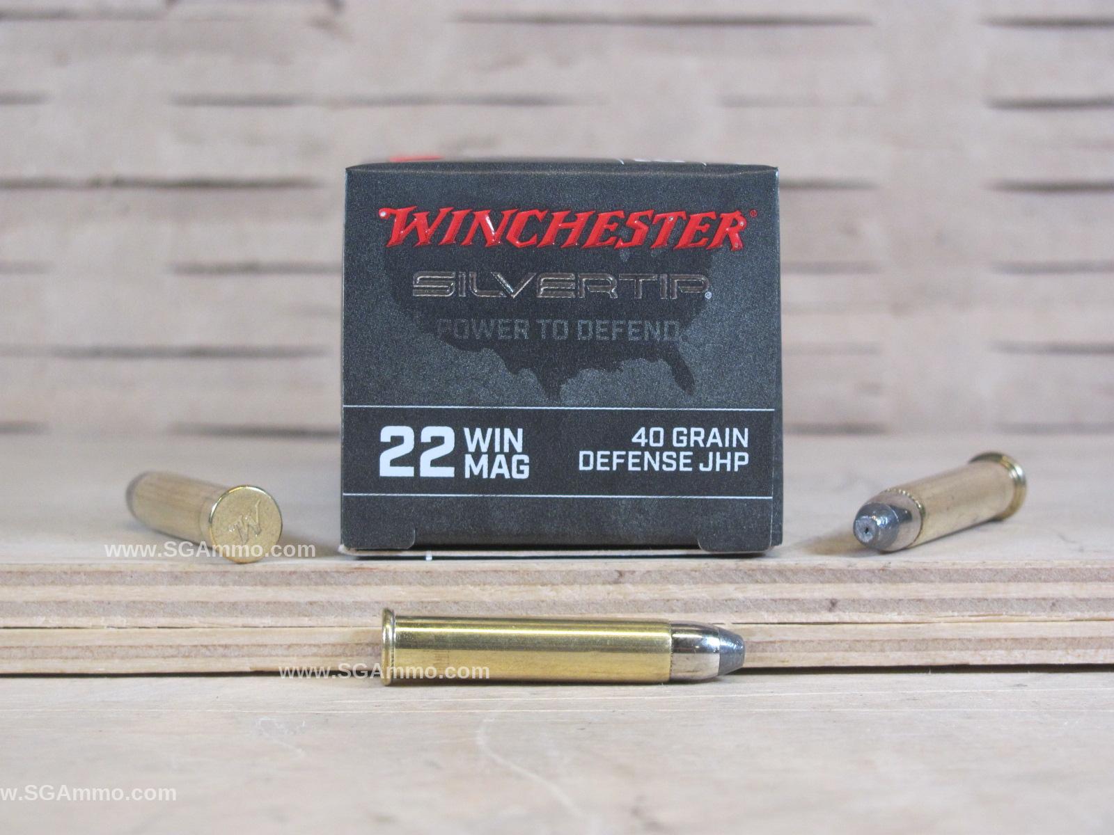 50 Round Box – 22 Winchester Magnum 40 Grain JHP Winchester Silvertip Ammo – W22MST
