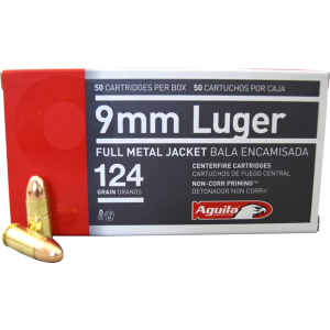 Aguila 1E092110 Target & Range 9mm Luger 124 gr Full Metal Jacket (FMJ) - 50rd Box