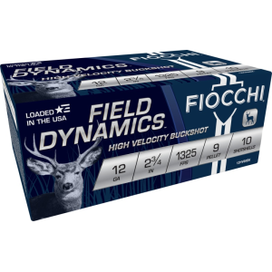Fiocchi 12HV9P Field Dynamics 12GA 2.75\" 9 Pellets 00 Buck Shot 10 Per Box - 10sh Box