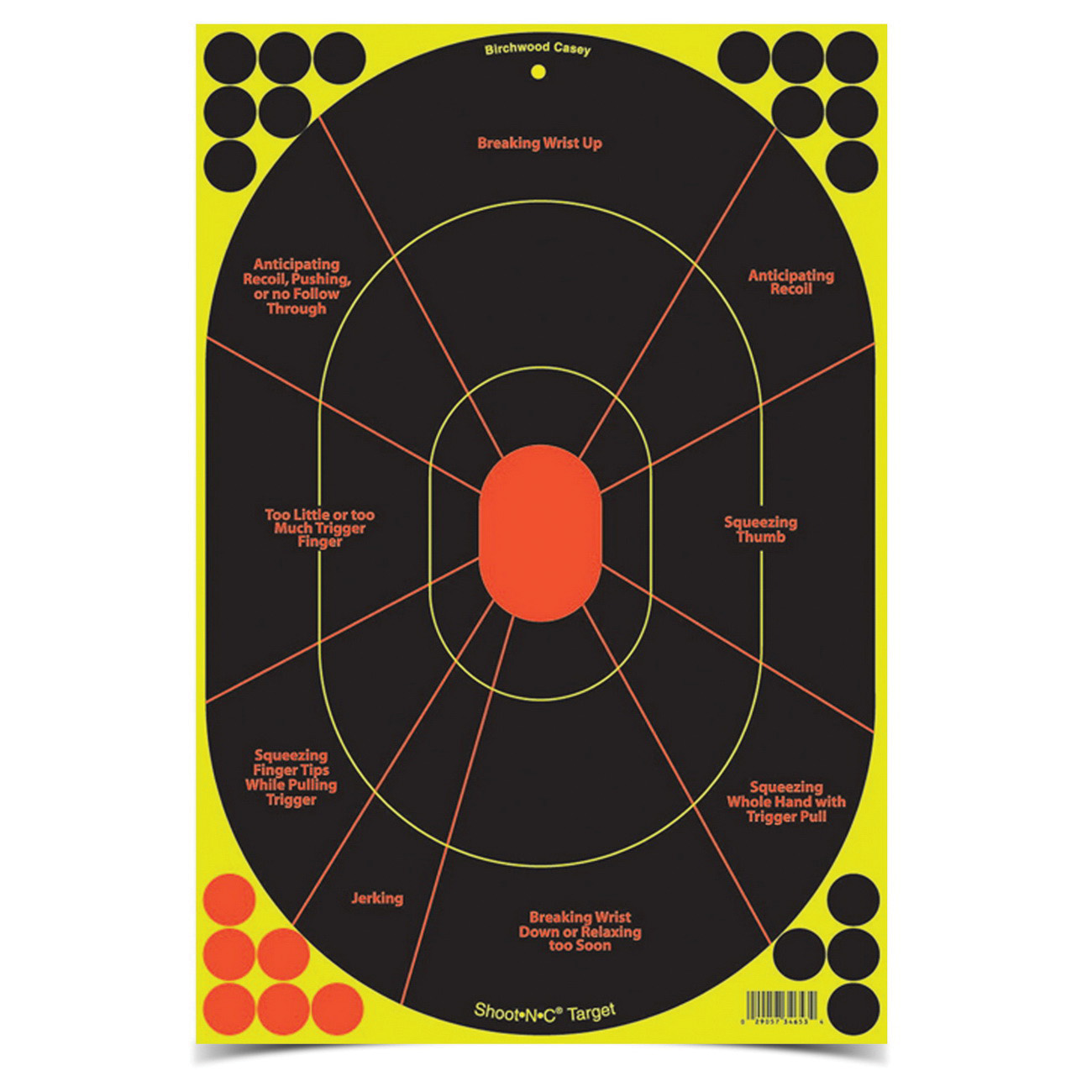 Birchwood Casey Shoot-N-C 12" x 18" Self-Adhesive Handgun Trainer Target, Black/Red, 5/pack - 34655
