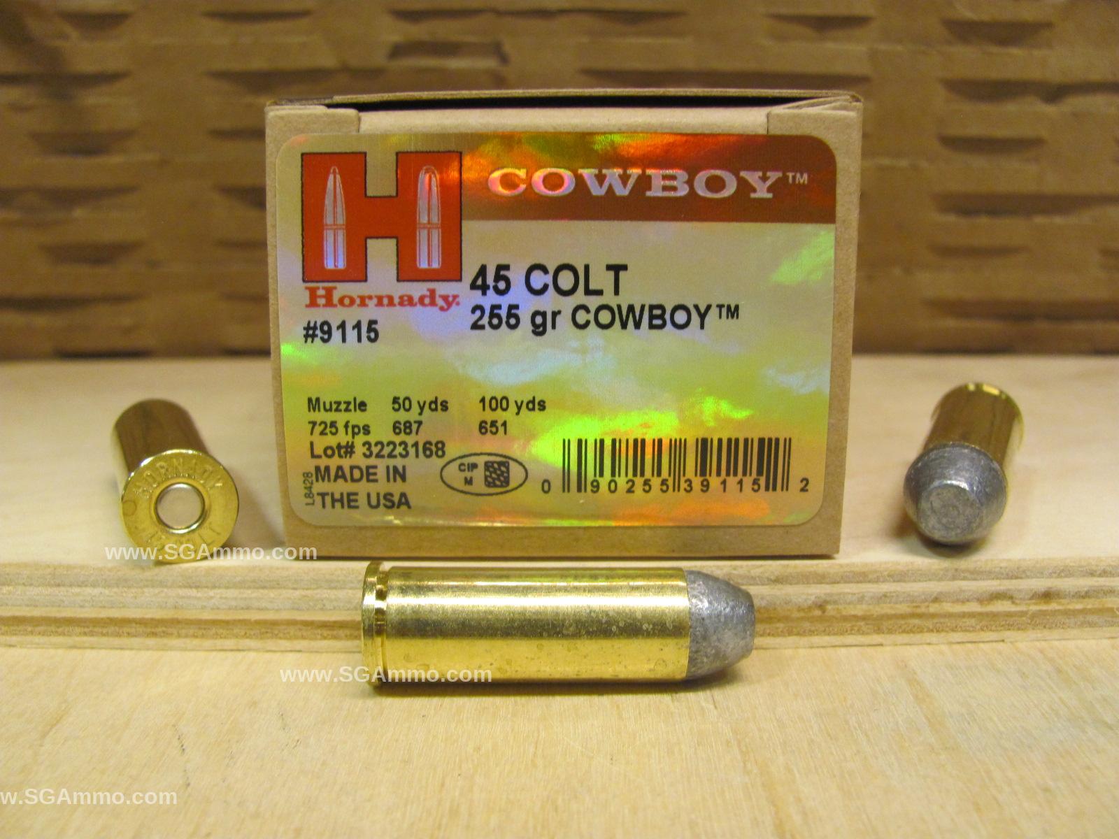 20 Round Box – 45 Colt 255 Grain Hornady Cowboy Action Loads Ammo – 9115