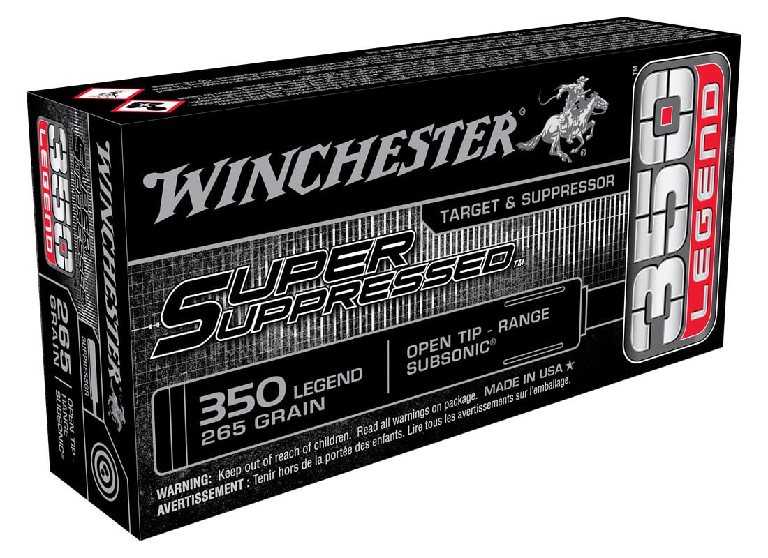 Winchester Super Suppressed 250 gr Open Tip Range 350 Legend Ammunition, 20 Rounds - SUP350