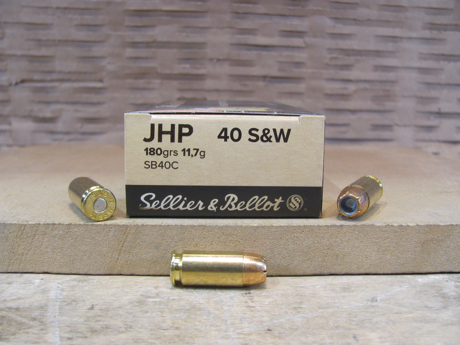 1000 Round Case – 40 Cal SW 180 Grain Hollow Point Sellier Bellot Ammo – SB40C