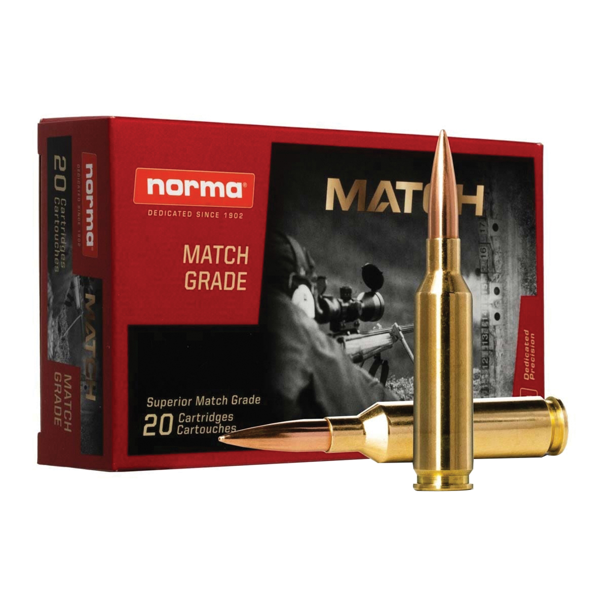 Norma Golden Target Match .338 Lapua Magnum 250 gr BTHP 20rds Rifle Ammo for Elite Precision - 10185442