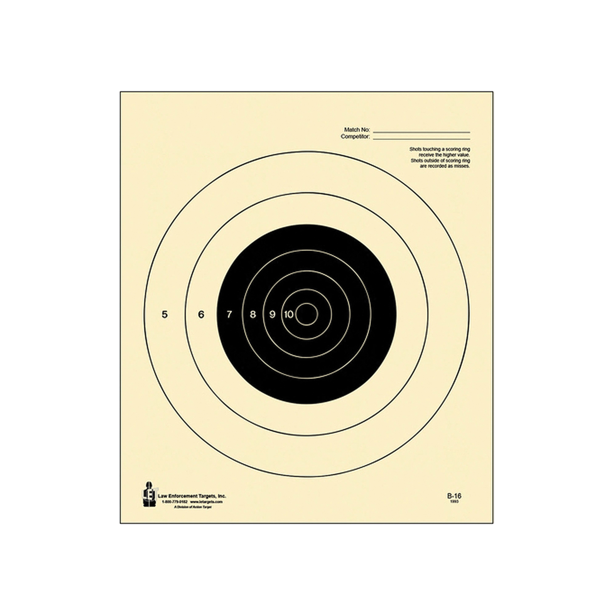 Action Target Competition NRA Slow Fire Target, Black/White, 100 Box - B-16 100