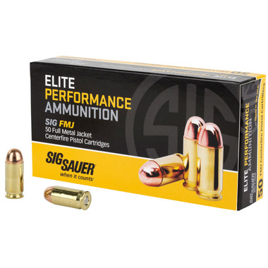 Sig Sauer 230 Elite Ball .45 ACP,  230 Grain, FMJ, Brass Cased Centerfire Pistol Ammo