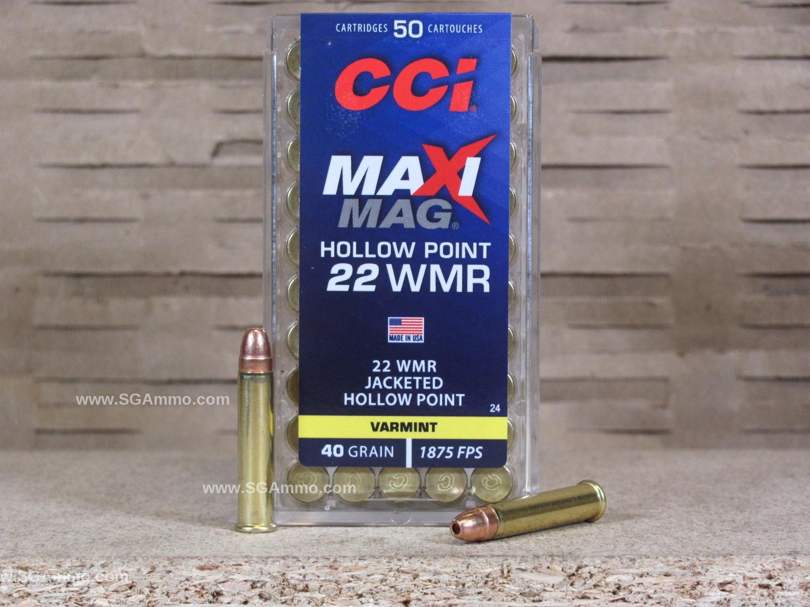 2000 Round Case – CCI 22 WMR Magnum Maxi-Mag 40 Grain HP Jacketed Hollow Point Ammo – 0024