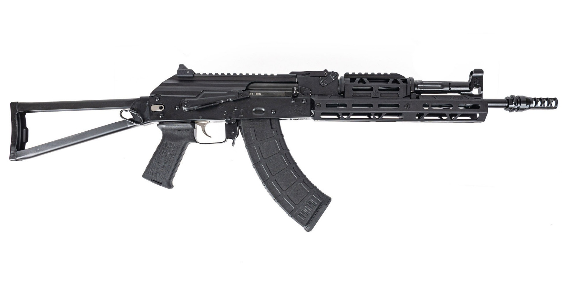 PSAK-47 GF4 with 14.7" Barrel Pin and Weld Triangle Folding Rifle with JMAC Keymount Brake and Hinged Picatinny Dust Cover