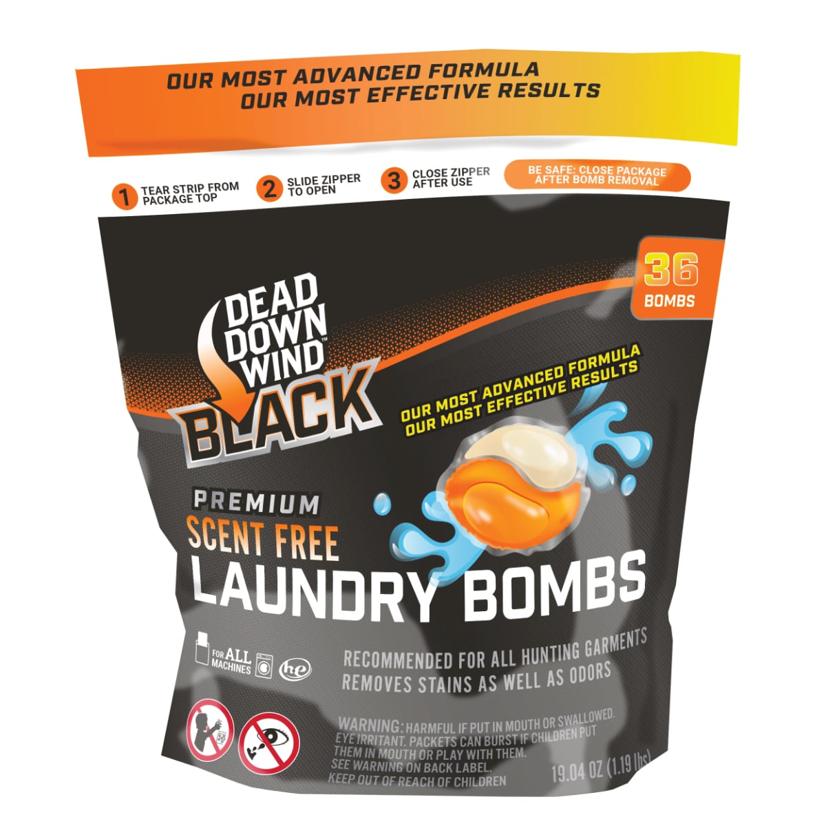Dead Down Wind Black Premium Laundry Bombs 36-Count Unscented Laundry Detergent