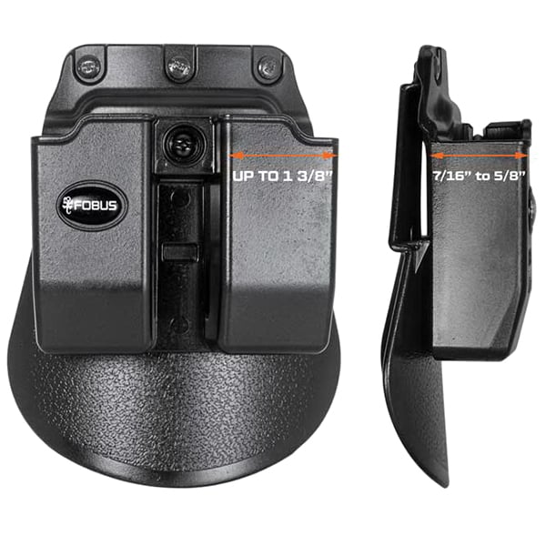 Fobus Double Magazine Pouch for 1911 and .45 ACP Single Stack Magazine, Paddle Mount, Black - 4500NDP