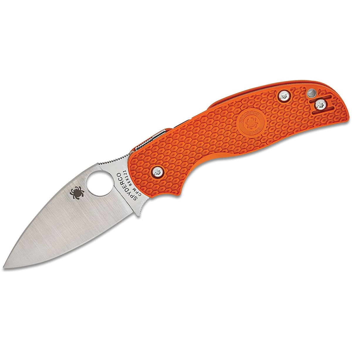 Spyderco Sage 5 LightWeight Rex 121 Folding Drop Point Knife, Burnt Orange - C123BORP