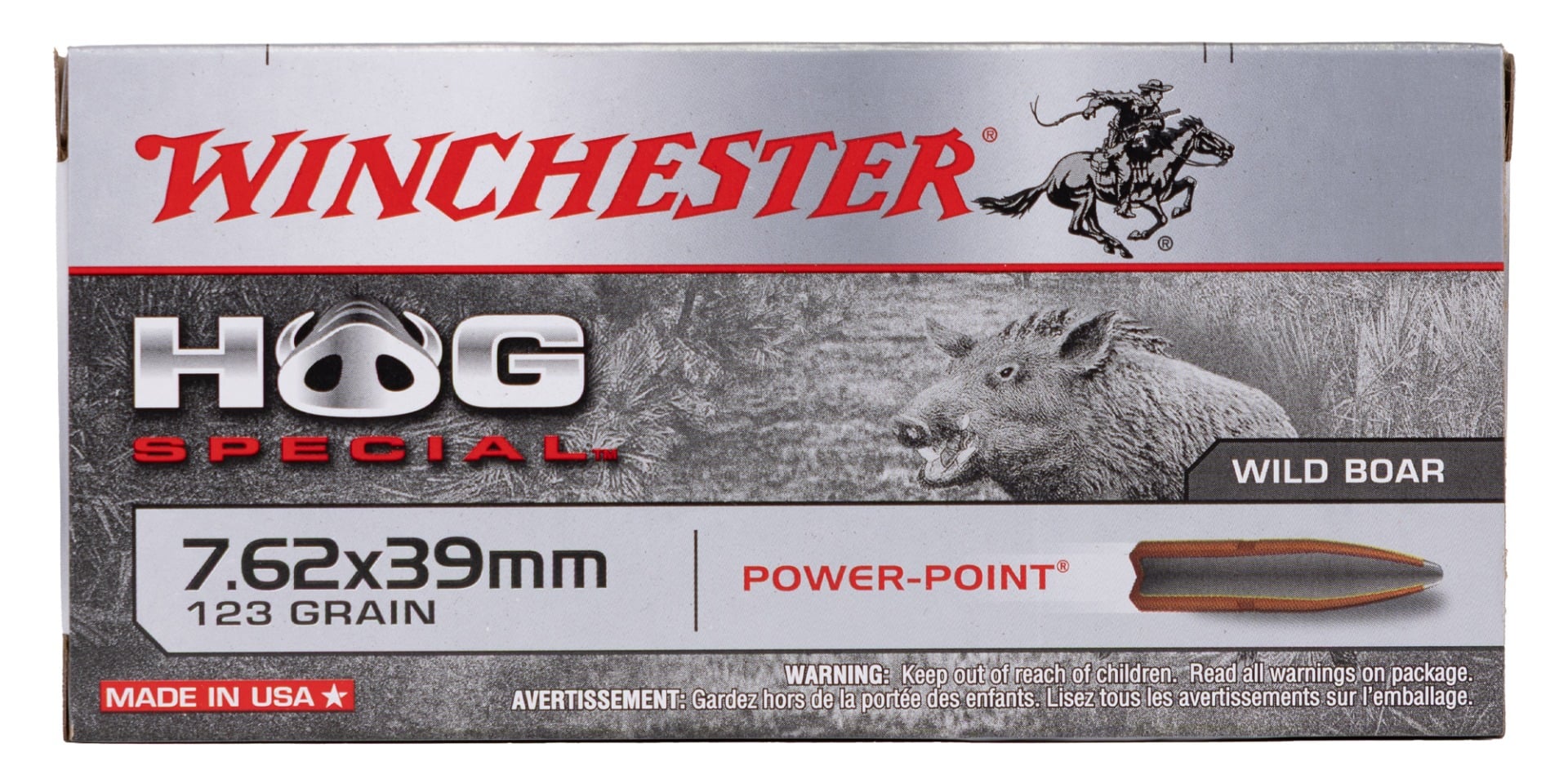 Winchester Hog Special Power Point 7.62x39mm 123gr PSP Ammo, 20Rds