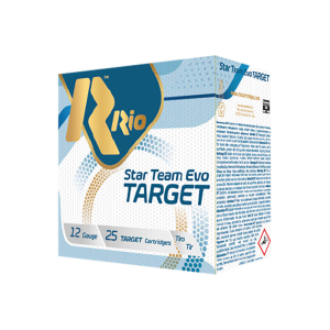 Rio Star Team EVO Target 12 Gauge 2.75\" 1oz #9 Shot 25 Rounds, STT28LT9, Brass-Plated Steel Case.