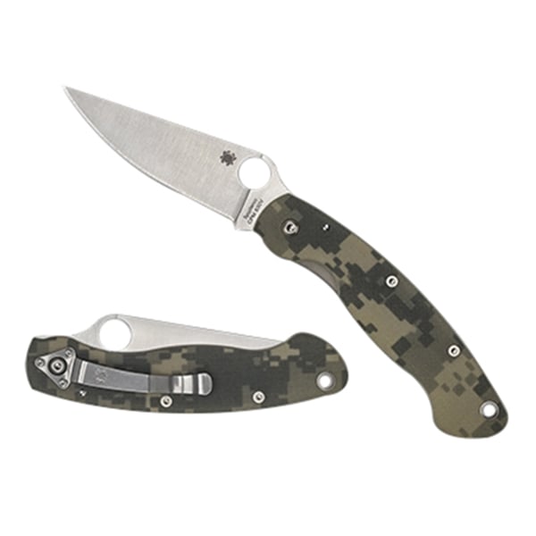 Spyderco Military Folding Knife Clip Point Digital Camo - Durable, Lightweight and Reliable Handle - C36GPCMO