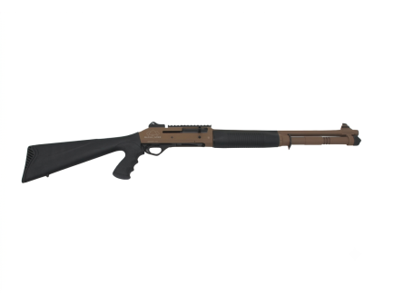 Black Aces Tactical S4 18.5" 12ga Semi-Auto Shotgun, Black/FDE - BATS4PGFDE