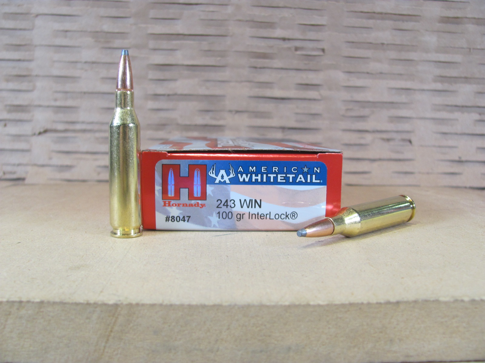 200 Round Case – 243 Win 100 Grain InterLock Hornady American Whitetail Ammo – 8047