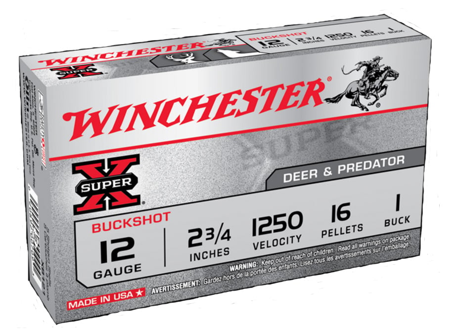 Winchester 12ga 2.75" 1 Buck Super-X Ammunition, 5 Round Box - XB121
