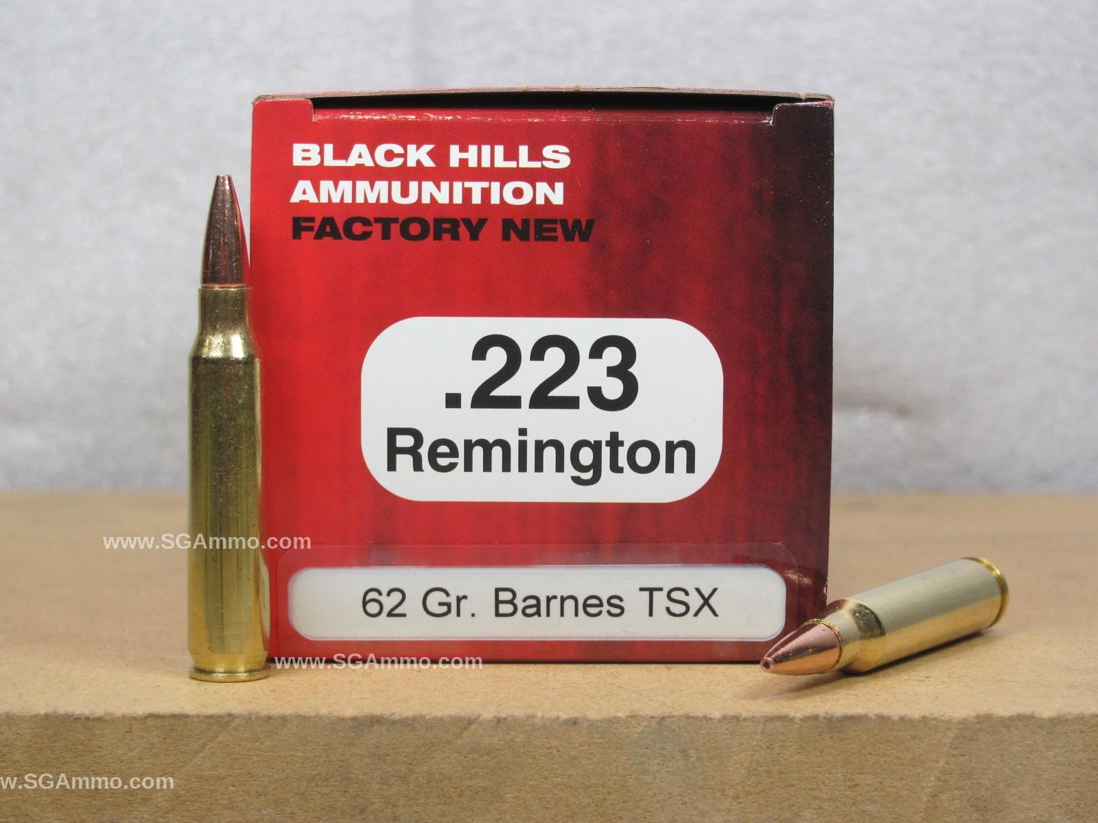 50 Round Box – 223 Rem 62 Grain Barnes TSX Black Hills Ammo – D223N18