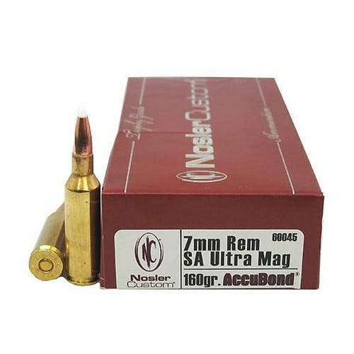 Nosler Trophy Grade 7mm RSAUM 160 grain AccuBond Rifle Ammo, 20/Box - 60045