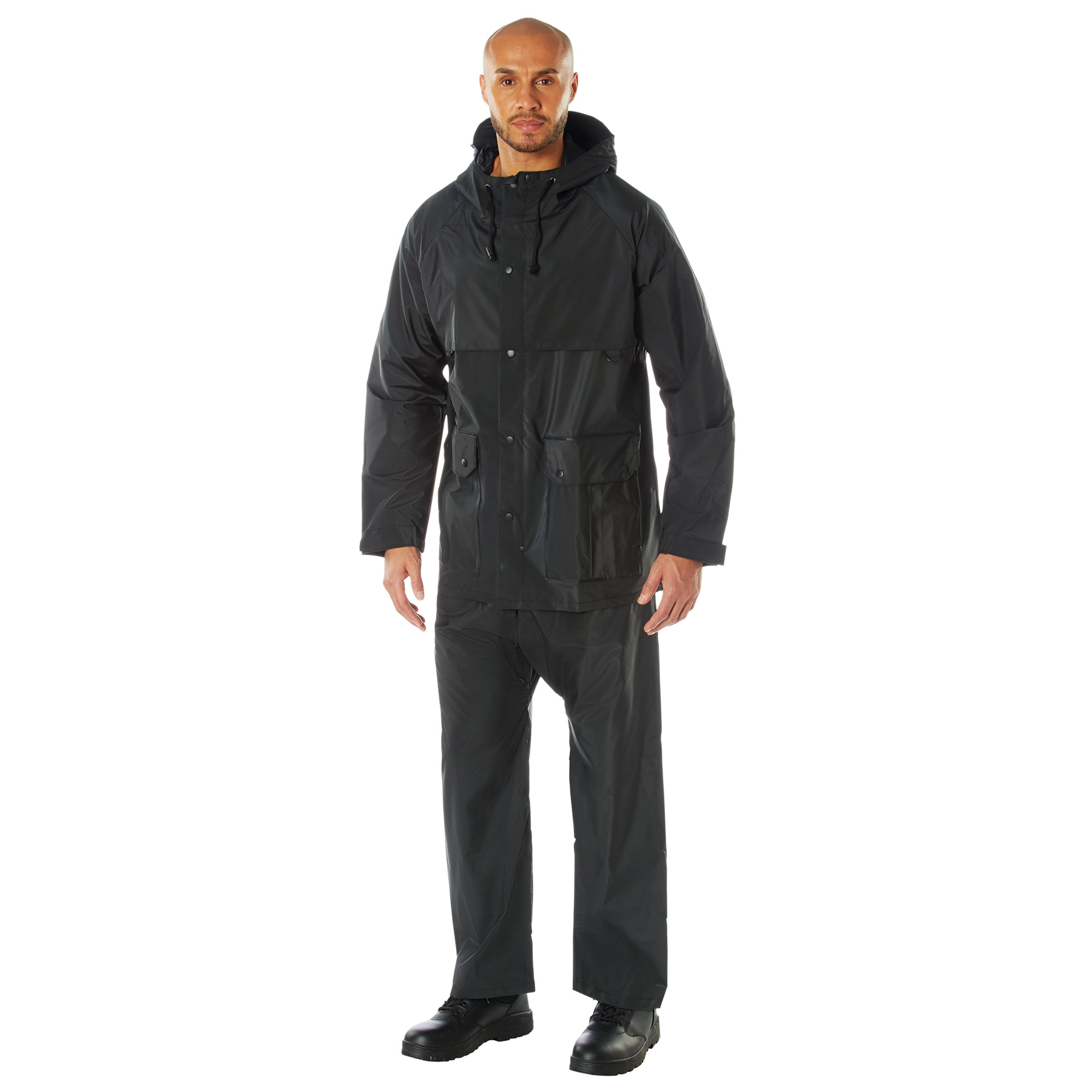 Rothco 2 Piece Microlite Pvc Rainsuit - Black, 3X-Large