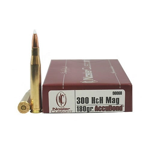 Nosler Trophy Grade 300 H&H Mag 180 grain AccuBond Rifle Ammo, 20/Box - 60060