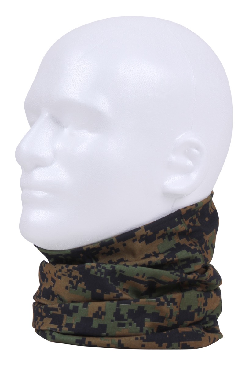 Rothco Multi-Use Neck Gaiter And Face Covering Tactical Wrap - Woodland Digital Camo