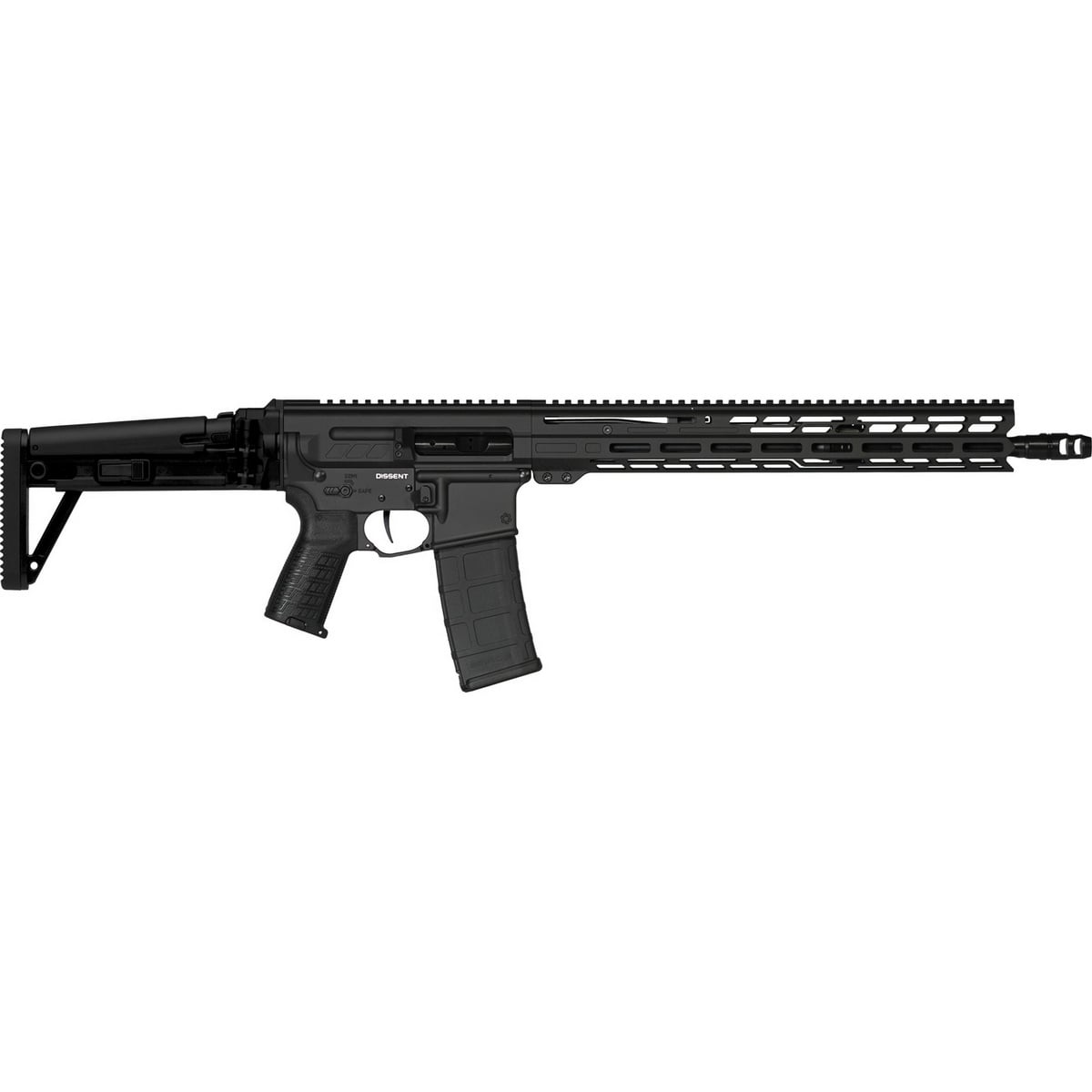 CMMG 55A1A0BAB Dissent MK47 5.56x45mm NATO 30+1 (2) 16.10″, Black Armor, Side Charging Handle Rec, 15″ M-Lok Handguard, Side Folding Stock, Zeroed Grip, Muzzle Brake, 60/90 Ambi Safety, Adj. Gas Block - No Credit Card Fees - Low, flat rate shipping