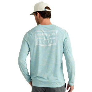 Huk Drift Performance Long Sleeve Shirt Heron Blue L