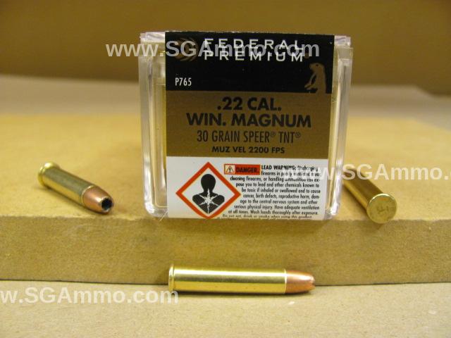 500 Round Brick – 22 Cal Win Magnum 30 Grain Speer TNT 2200 FPS Federal Premium Ammo – P765