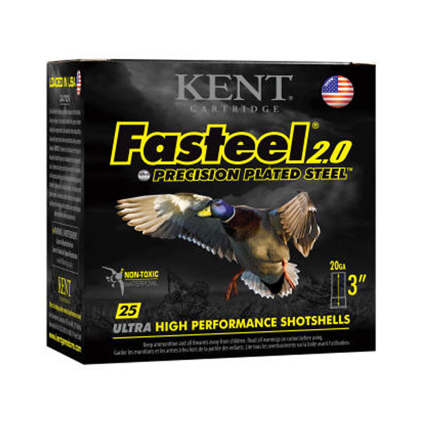 Kent Fasteel 2.0 Precision Plated Steel Load 20 ga. 3 in. 7/8 oz. 2 Shot 25 rd. - No Credit Card Fees - Low, flat rate shipping