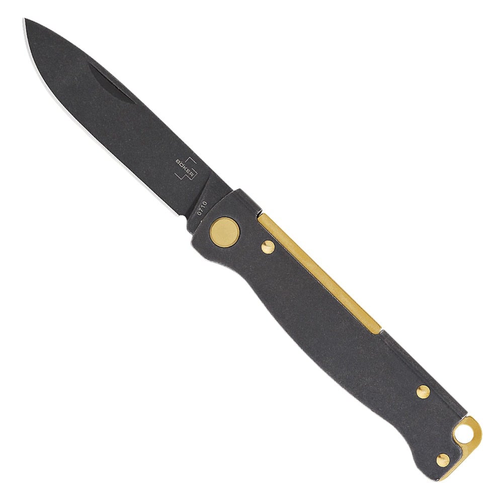 BOKER PLUS ATLAS FOLDING KNIFE - BLACK STONEWASH BRASS - 01BO859
