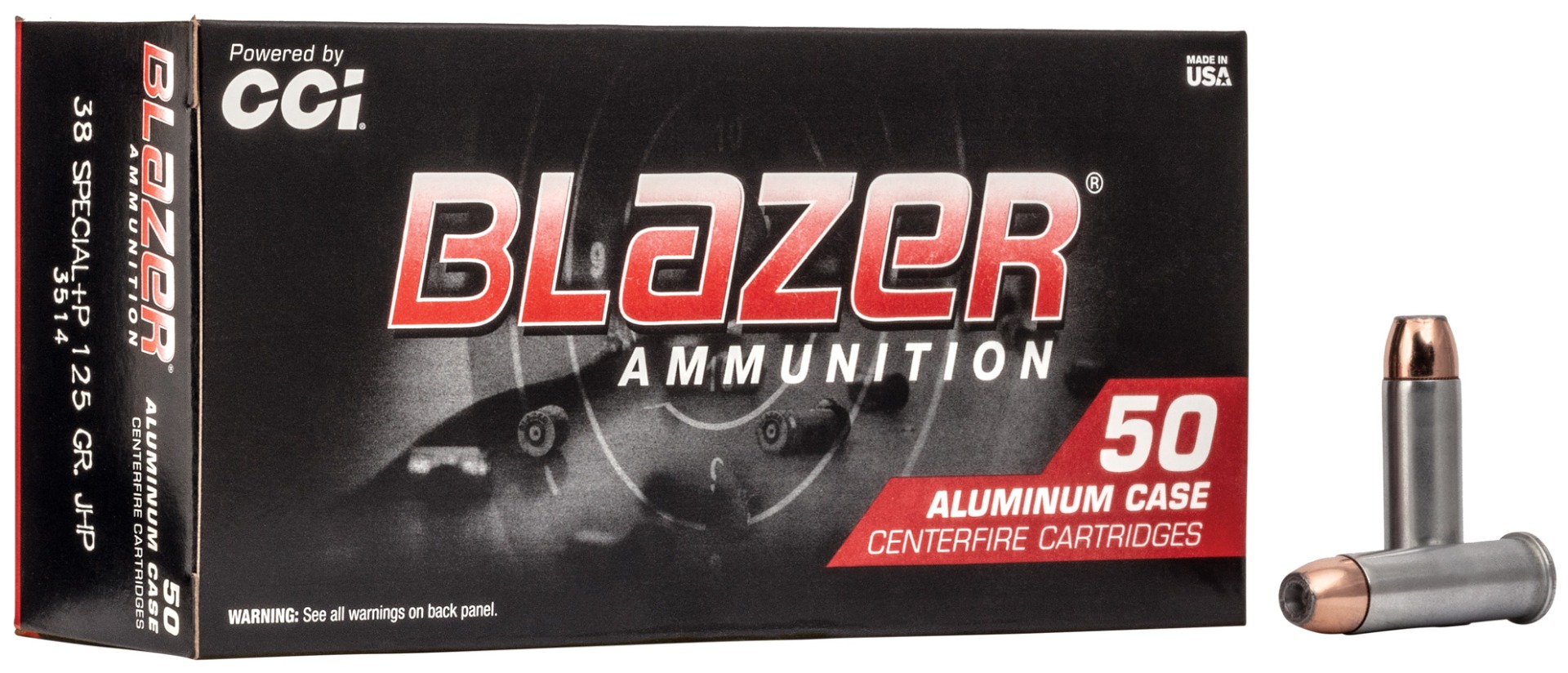CCI 3514 Blazer Handgun 38Special +P 125gr Jacketed Hollow Point 50 Per Box/20 Case - No Credit Card Fees - Low, flat rate shipping