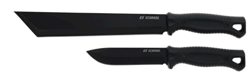 Schrade Machete & Fixed Blade Drop Point Knife Combo, Black - 1259538