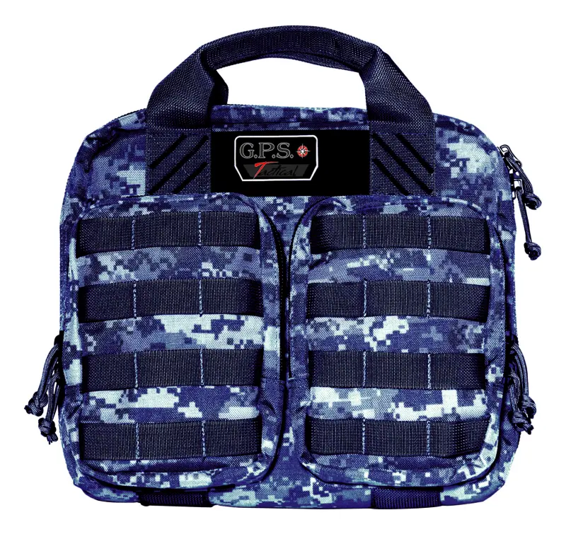 GPS Bags T1413PCG Double +2 Tactical Gray Digital 1000D Nylon Teflon Coating with Visual ID Storage System, Lockable YKK Zippers, MOLLE Webbing Ammo Storage Pockets Holds UP To 4 Handguns