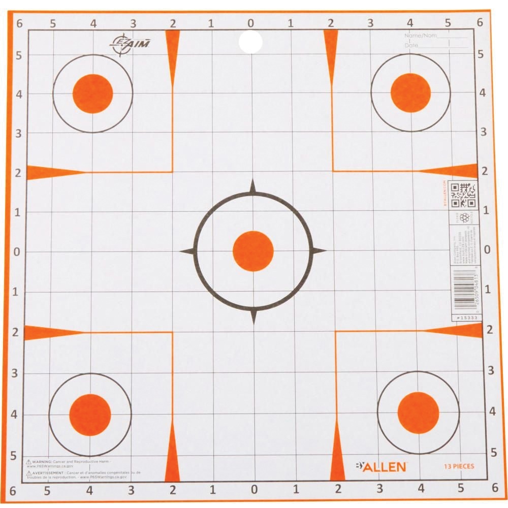 EZ Aim Square Sight Grid Target, Orange/White, 13 Pack - Sight-In Grid Shooting Targets - 15333