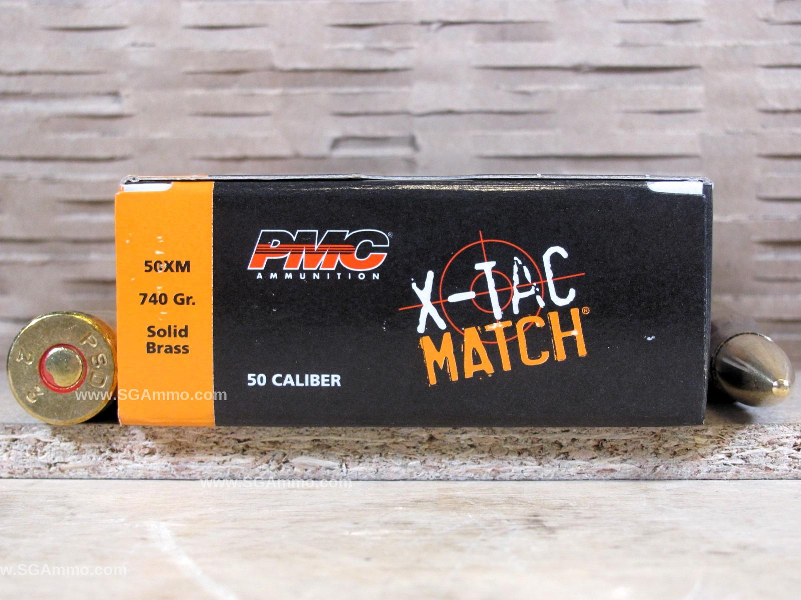 10 Round Box – 50 BMG Cal 740 Grain Solid Brass PMC X-Tac Match Ammo – 50XM