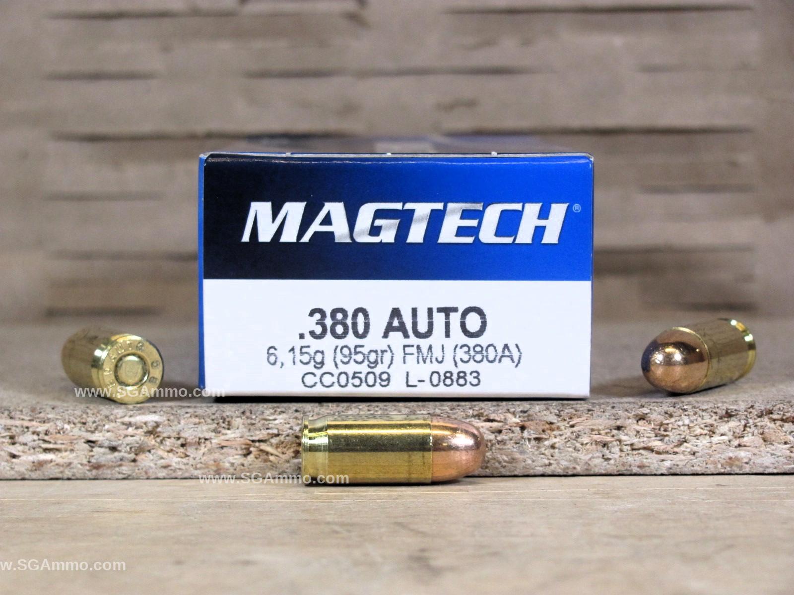 1000 Round Case – 380 Auto 95 Grain FMJ Ammo by Magtech – 380A