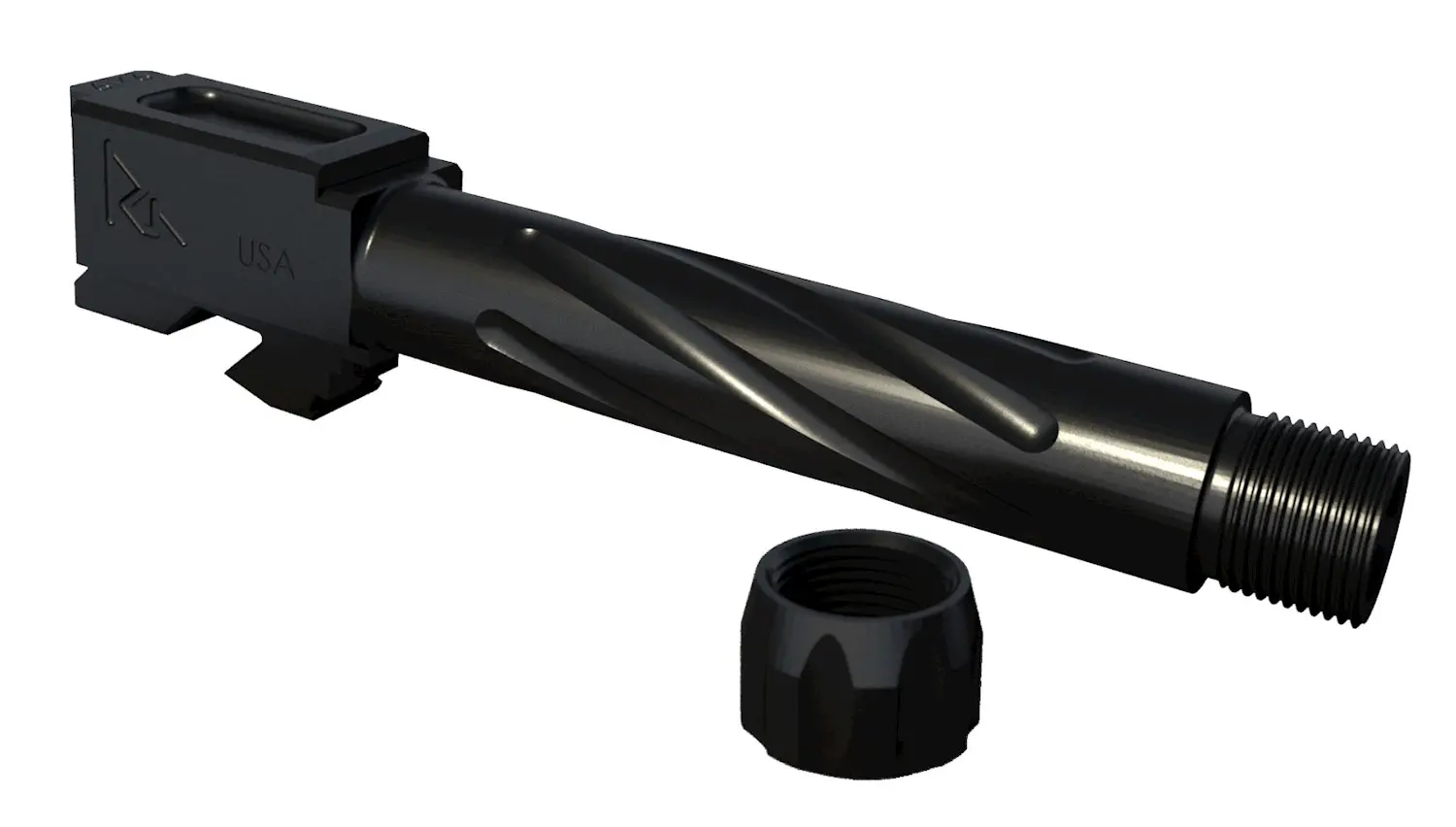 Rival Arms RA20G202A Precision 9mm Luger Compatible w/Glock 19 Gen3-4, 4.02" Fluted Threaded Black PVD Stainless Steel
