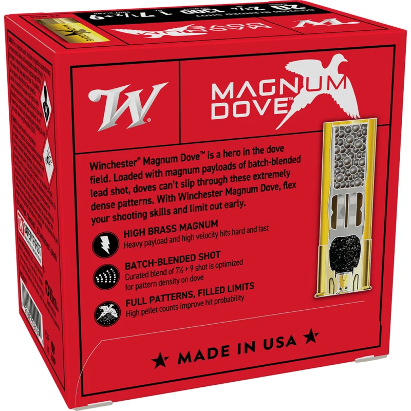 Winchester Magnum Dove Shotgun Ammo 20 ga. 2 3/4 in. 1 oz. 7 1/2 9 Blend 25 rd.