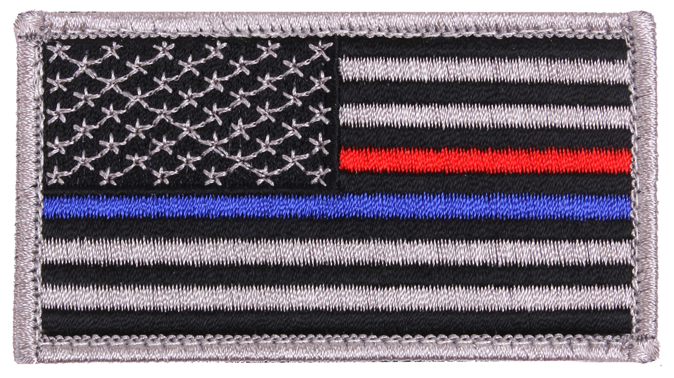 Rothco Thin Blue Line - Thin Red Line Us Flag Patch - Hook Back