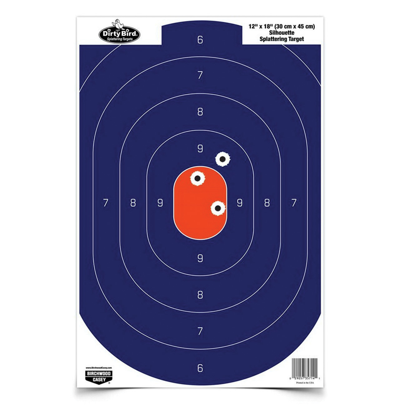 Birchwood Casey Dirty Bird 12" x 18" Silhouette Splatter Target, Blue/Orange, 8/pack - 35718