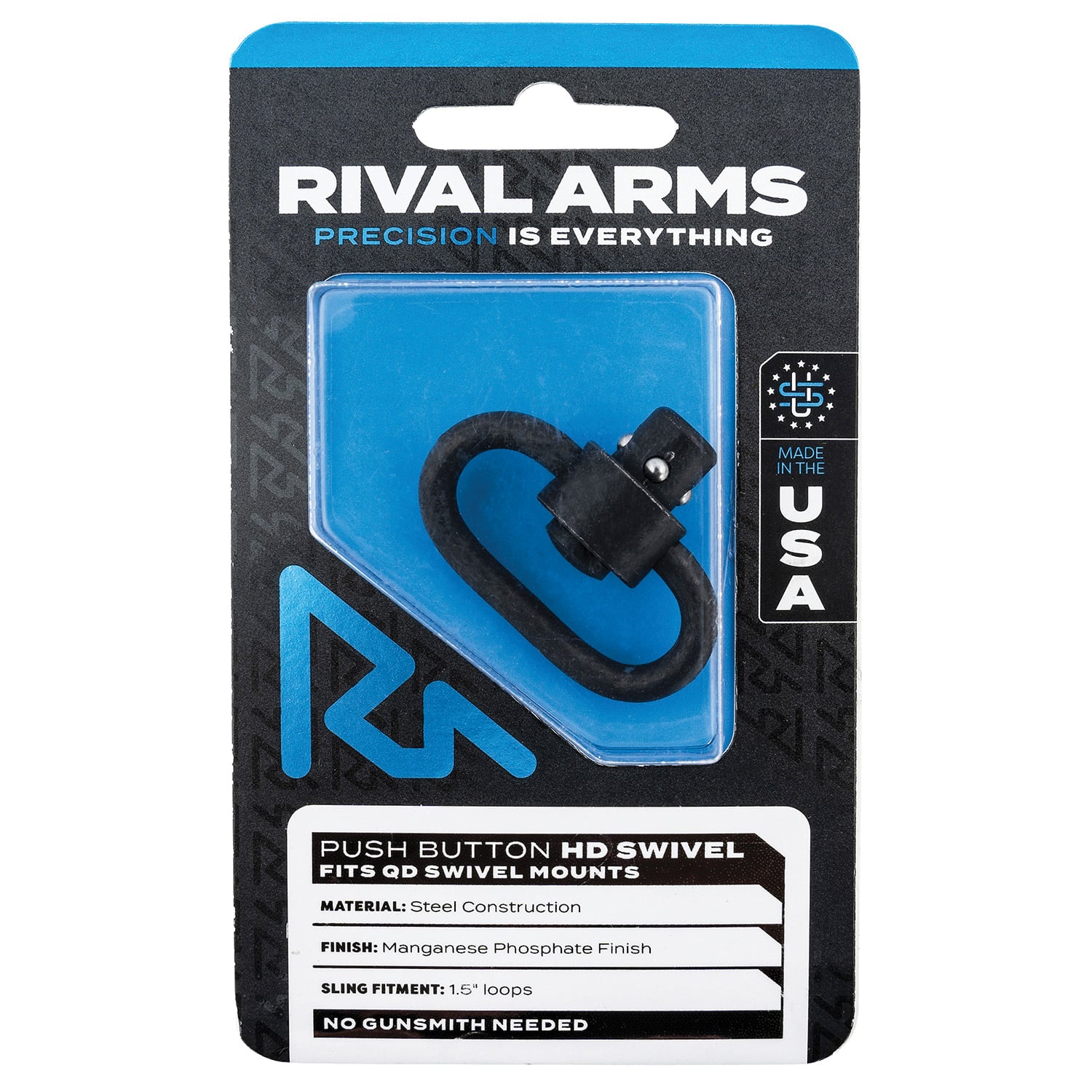 Rival Arms Quick Detach HD Single Swivel for QD Swivel Mounts, Black - RA-RA92S1B